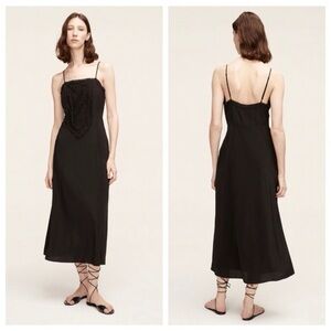 Rebecca Taylor Women's Patchwork Lace Sleeveless Silk Dress Black Sz16